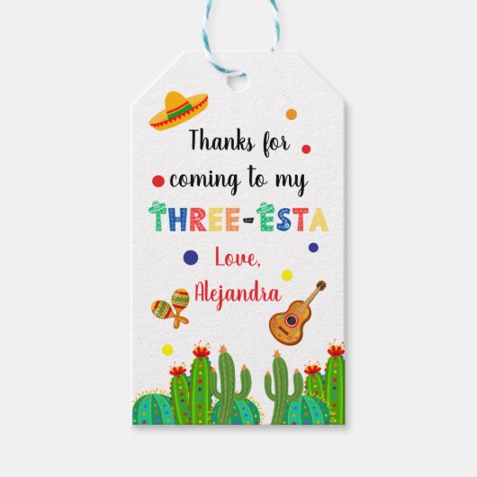 メキシカンフィエスタ3回目の誕生日パーティー ギフトタグ (正面)