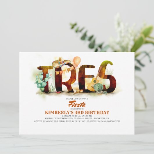 メキシカンフィエスタ3nd誕生日パーティー招待TRES 招待状 (スタンド正面)