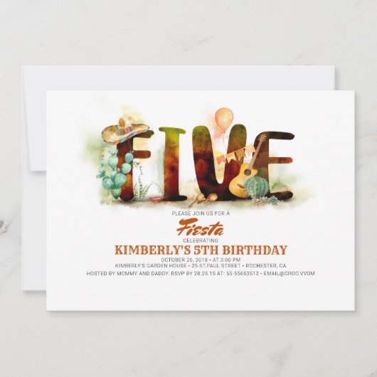 メキシカンフィエスタ5th誕生日パーティー 招待状 (正面)