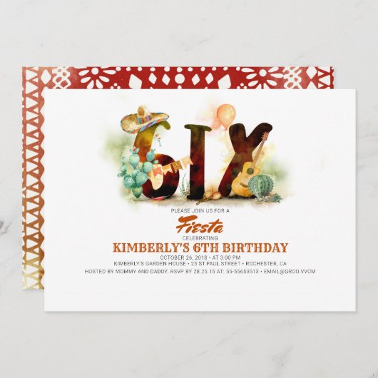 メキシカンフィエスタ6th誕生日パーティー 招待状 (正面/裏面)