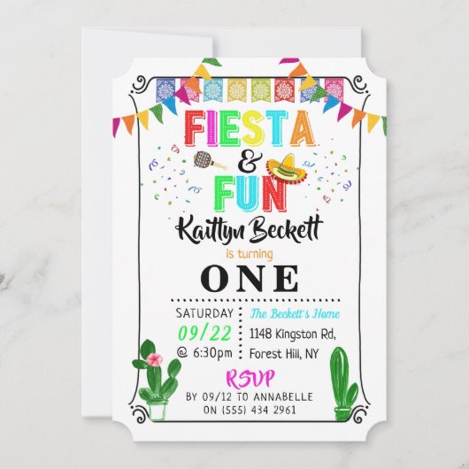 メキシカンフィエスタ&おもしろい1st誕生日招待状 招待状 (正面)