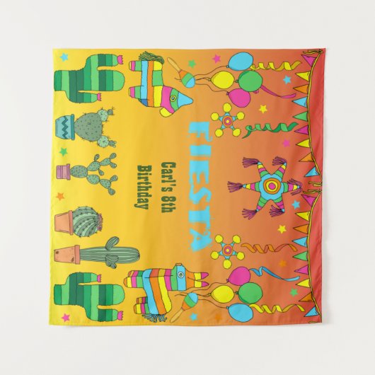 メキシカンフィエスタ ピニャータパーティー フォトブース背景 タペストリー (正面(横))