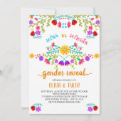 メキシカンフィエスタ フラワーホワイト カラフル 性別発表 招待状 (正面)