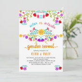 メキシカンフィエスタ フラワーホワイト カラフル 性別発表 招待状 (スタンド正面)