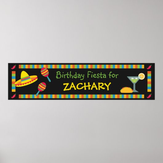 メキシカンフィエスタ 誕生日パーティーバナー ポスター (正面)