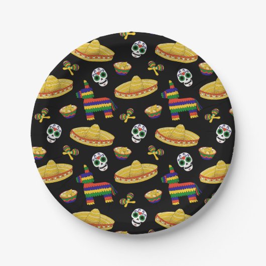 メキシカンフィエスタ &amp; ディア・デ・ロス・ムエルトス ペーパープレート (正面)
