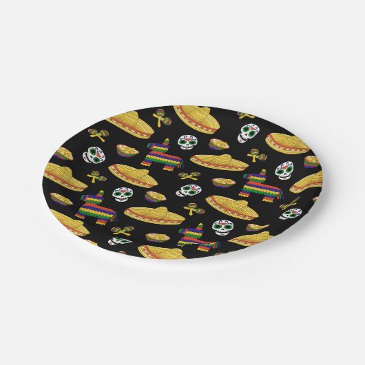 メキシカンフィエスタ &amp; ディア・デ・ロス・ムエルトス ペーパープレート (アングル)