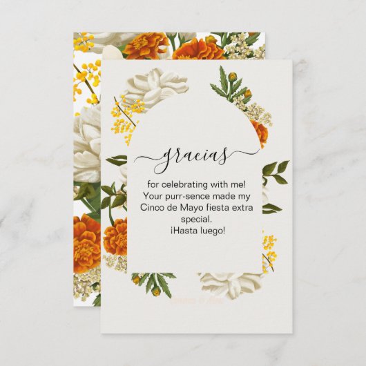 メキシカンフラワーの感謝カード ありがとう サンキューカード (正面/裏面)