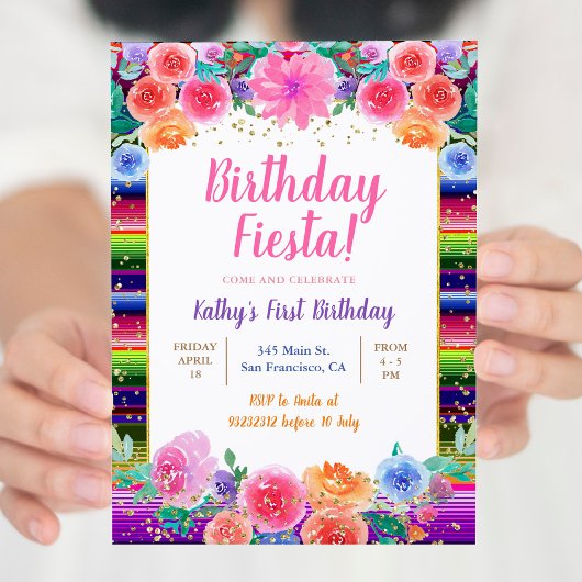 メキシカンフラワーフローラフェスタ誕生日パーティー 招待状