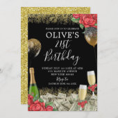 メキシカンフラワーブチョナマネーパーティーバースデー 招待状 (正面/裏面)