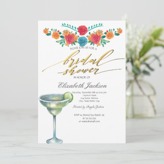 メキシカンフラワーマルガリータブライダルシャワー 招待状 (スタンド正面)