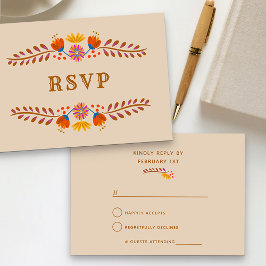 メキシカンフローラル ウエスタン・タイポグラフィー RSVP カード