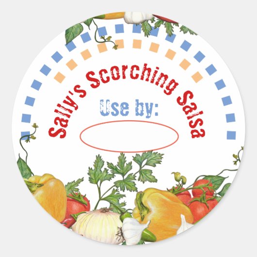 メキシカンフードのサルサの材料、ラベル付け缶詰 ラウンドシール (正面)