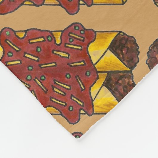 メキシカンフードブラックビーンエンチラダスグルメ フリースブランケット (角)