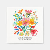 メキシカンブライトフローラフェスタ誕生日 スタンダードカクテルナプキン (正面)