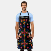 メキシカンブライトフローラフォークアートエプロンパーソナライズされたン エプロン (着用した状態)