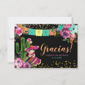 メキシカンブラックフカラフルィエスタフローラ誕生日 サンキューカード (正面)