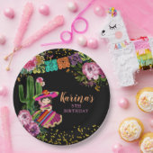 メキシカンブラックフカラフルィエスタフローラ誕生日 ペーパープレート (パーティー)