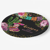 メキシカンブラックフカラフルィエスタフローラ誕生日 ペーパープレート (アングル)