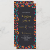 メキシカンブラック伝統的フローラ結婚フォーク プログラム (正面/裏面)