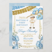 メキシカンブルーと金ゴールドチャロビッグボーイ招待状 招待状 (正面/裏面)