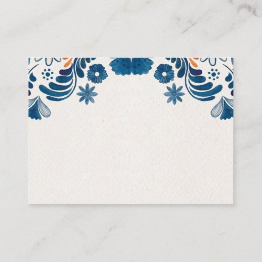 メキシカンブルーオレンジエレガントフローラ結婚フィエスタ エンクロージャーカード (裏面)