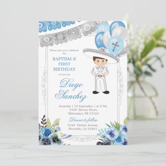 メキシカンブルーシルバーバプテスマと第三誕生日 招待状 (スタンド正面)