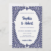メキシカンブルータラベラタイルのウェディング 招待状 (正面)
