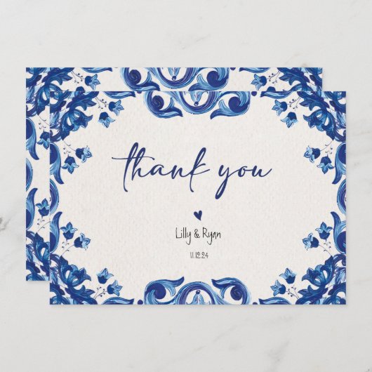 メキシカンブルーフィエスタブライダルサンキュー ノートカード (正面/裏面)