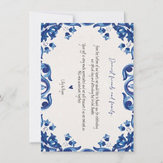 メキシカンブルーフィエスタブライダルサンキュー ノートカード (裏面)