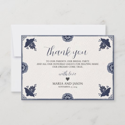 メキシカンブルーフローラオトミシンプルビエスタ結婚ズ サンキューカード (正面)