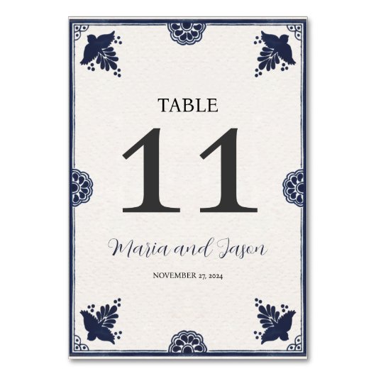メキシカンブルーフローラオトミシンプルビエスタ結婚ズ テーブルナンバー (正面)