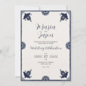 メキシカンブルーフローラオトミシンプルビエスタ結婚ズ 招待状 (正面)