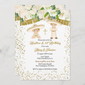 メキシカンブロンドヘアーチャロボーイズバプテスマ誕生日 招待状 (正面/裏面)