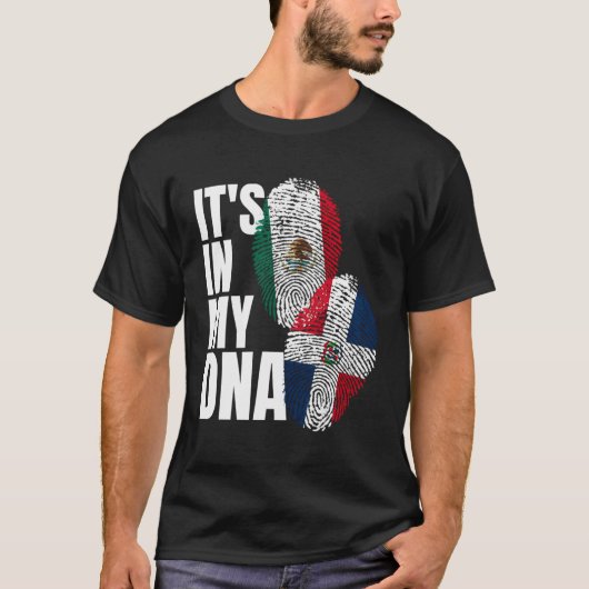 メキシカンプラスドミニカDna国旗の伝統 Tシャツ (正面)