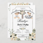 メキシカンホワイトシルバーチャロボーイガールツインバウティゾ 招待状 (正面/裏面)