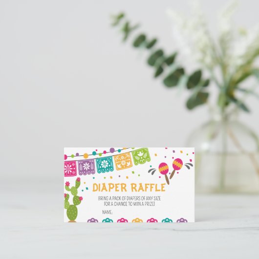 メキシカンボホフィエスタベビーシャワーおむつラッフル 名刺 (スタンド正面)