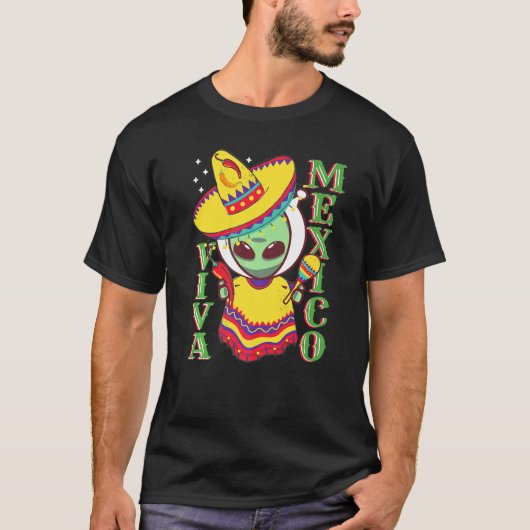 メキシカンポンチョチンコデマヨエイリアンソンブレロフィエスタ Tシャツ (正面)