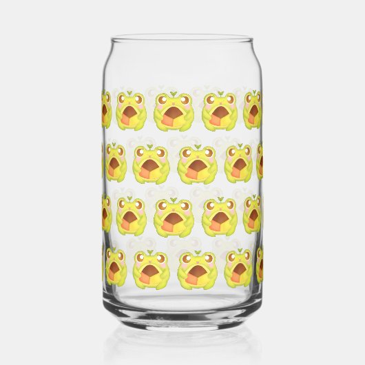 メキシカンポーボロンクッキーを持つかわいいグリーンカエル ガラス缶 (正面)