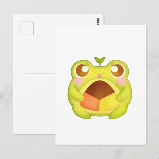 メキシカンポーボロンクッキーを持つかわいいグリーンカエル ポストカード (正面/裏面)