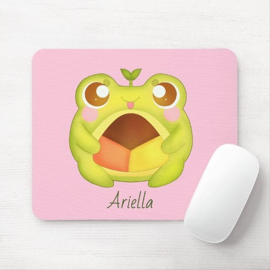 メキシカンポーボロンクッキーを持つかわいいグリーンカエル マウスパッド (マウス)