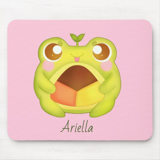 メキシカンポーボロンクッキーを持つかわいいグリーンカエル マウスパッド (正面)