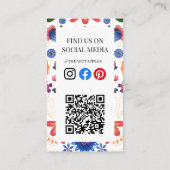 メキシカンレストランの死者の日ビジネスカードQR 名刺 (裏面)