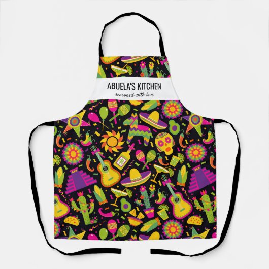 メキシカンレストランシェフアブエラズキッチンカスタムAp エプロン (正面)