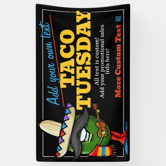 メキシカンレストランフードトラックタコ火曜日 横断幕 (縦)