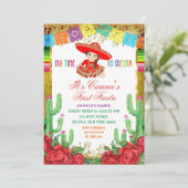 メキシカンレッドチャラファースト誕生日フィエスタ招待状 招待状 (スタンド正面)