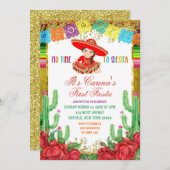 メキシカンレッドチャラファースト誕生日フィエスタ招待状 招待状 (正面/裏面)