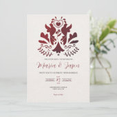 メキシカンレッドモダンミニマリストエレガントな結婚式 招待状 (スタンド正面)