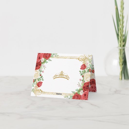 メキシカンレッドローゼスプリンセスキンセアニェラ折り畳み サンキューカード (裏面)