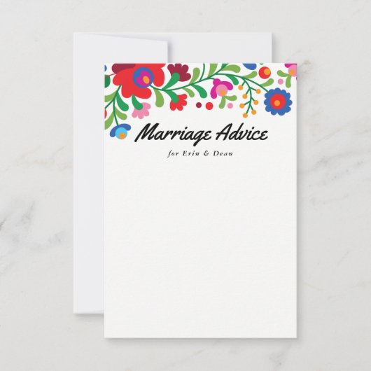 メキシカン刺繍 カップル 結婚アドバイスカード (正面)